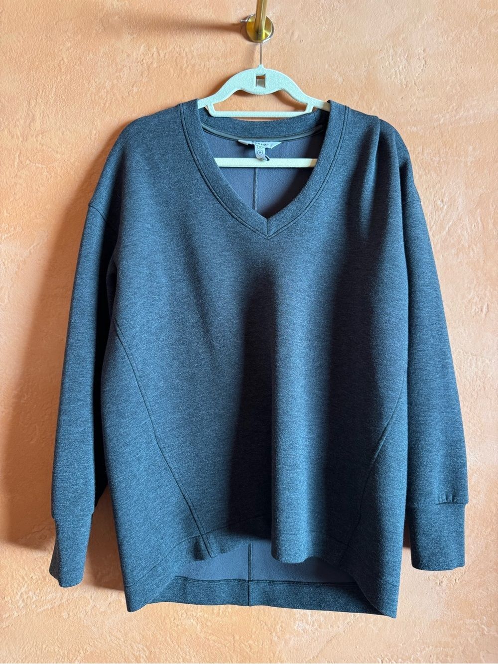 Spanx AirEssentials V-Neck Tunic Sweatshirt Gray Medium
